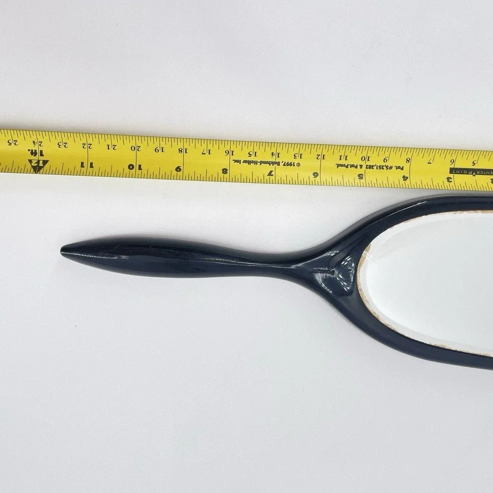 Stanley Handheld Vanity Mirror Mid Century Black Rhinestones 12